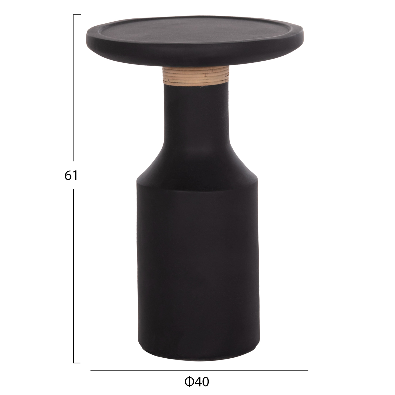 ΒΟΗΘΗΤΙΚΟ ΤΡΑΠΕΖΙ TRED(T) HM18169.01 FIBER CEMENT ΜΑΥΡΟ-ΦΥΣΙΚΟ RATTAN--Φ40x61Υεκ. - Image 2