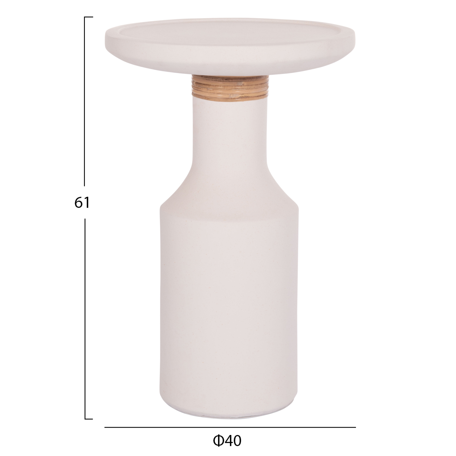 ΒΟΗΘΗΤΙΚΟ ΤΡΑΠΕΖΙ TRED(T) HM18169.02 FIBER CEMENT ΛΕΥΚΟ-ΦΥΣΙΚΟ RATTAN--Φ40x61Υεκ. - Image 2