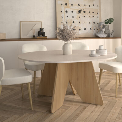 Galeo τραπέζι επεκτεινόμενο στρογγυλό 120/160x120x74εκ. Bocage Oak / Mineral Gravity