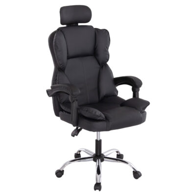 ΚΑΡΕΚΛΑ ΓΡΑΦΕΙΟΥ OCTAVIUS HM1202 ΜΑΥΡΟ PVC & NYLON-ΜΕΤΑΛ.ΧΡΩΜΙΟ ΒΑΣΗ 63x73x129Υεκ