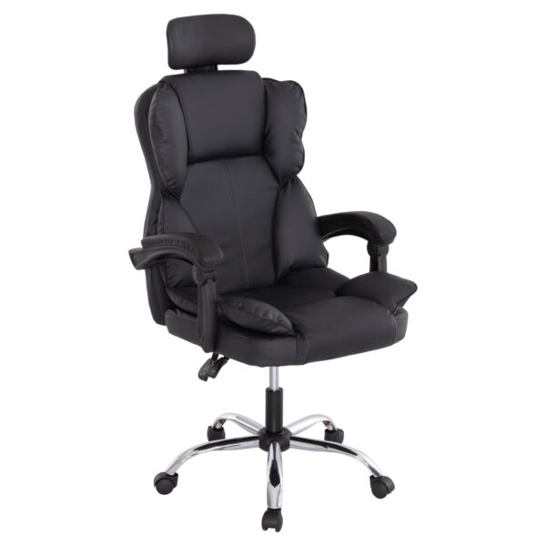 ΚΑΡΕΚΛΑ ΓΡΑΦΕΙΟΥ OCTAVIUS HM1202 ΜΑΥΡΟ PVC & NYLON-ΜΕΤΑΛ.ΧΡΩΜΙΟ ΒΑΣΗ 63x73x129Υεκ