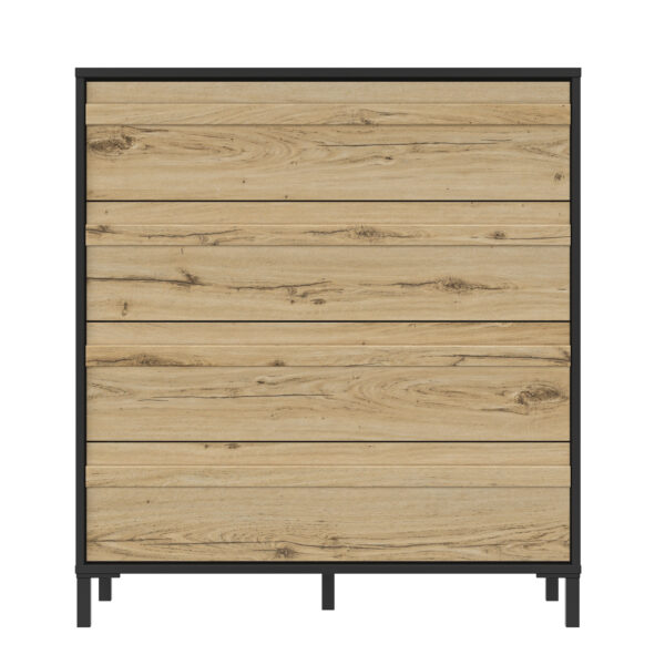 Mimizan Συρταριέρα με 4 συρτάρια 94x45x104εκ. Helvezia Oak/Black - Image 2