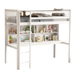 ΠΑΙΔΙΚH KOYKETA τ.MONTESSORI ΜΕ ΓΡΑΦΕΙΟ & ΒΙΒΛΙΟΘΗΚΗ LIBRO HM708.03 ΞΥΛΟ ΠΕΥΚΟΥ ΛΕΥΚΟ- 90x190εκ