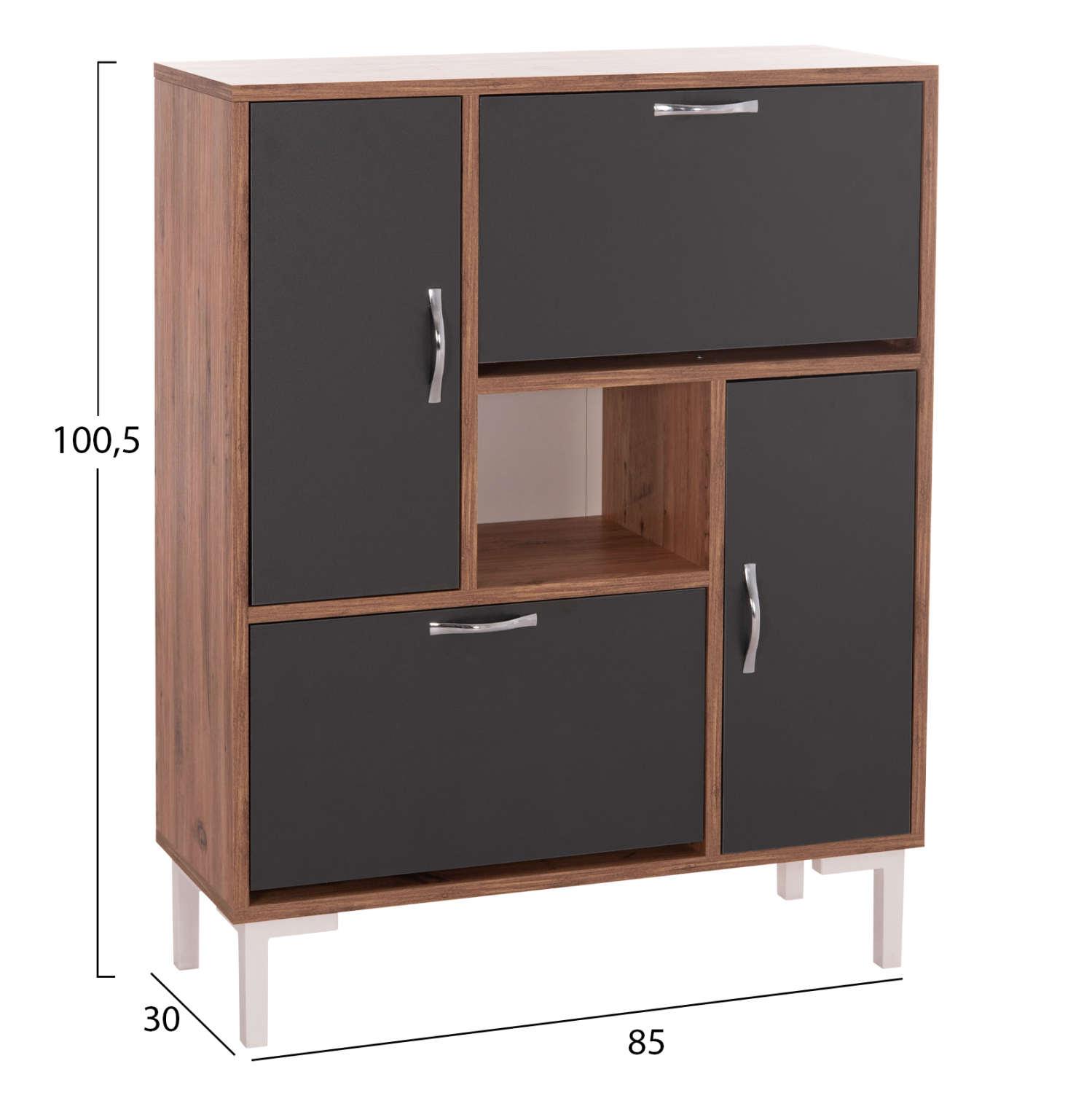 ΠΑΠΟΥΤΣΟΘΗΚΗ MEDY HM18187.02 ΜΕΛΑΜΙΝΗ ΣΕ ΦΥΣΙΚΟ & ΑΝΘΡΑΚΙ-ΜΑΥΡΑ ΠΟΔΙΑ 85x30x108.5Υεκ - Image 2