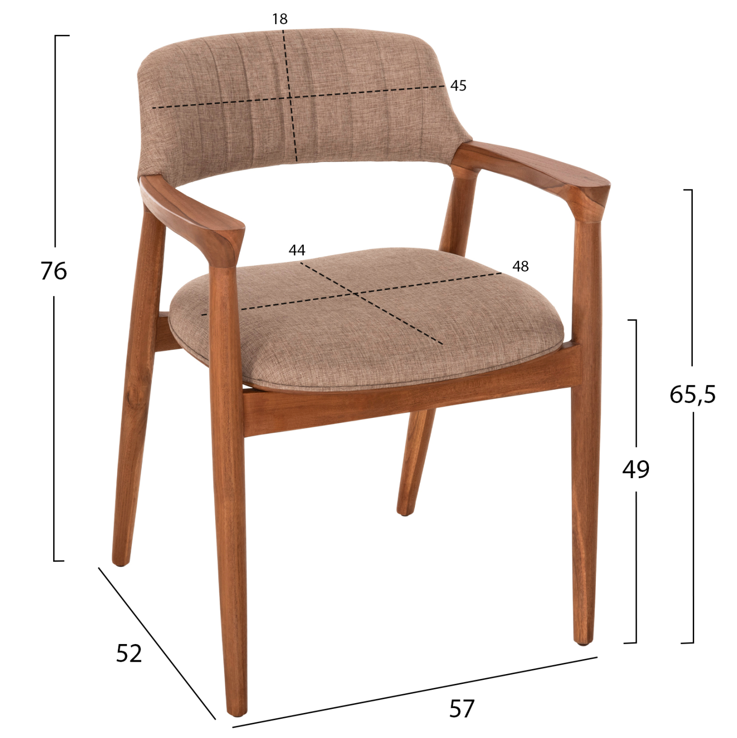 ΠΟΛΥΘΡΟΝΑ JAMES HM18259 TEAK WOOD ΜΕ ΣΑΜΠΑΝΙ ΥΦΑΣΜΑ 57x52x76Υεκ. - Image 2