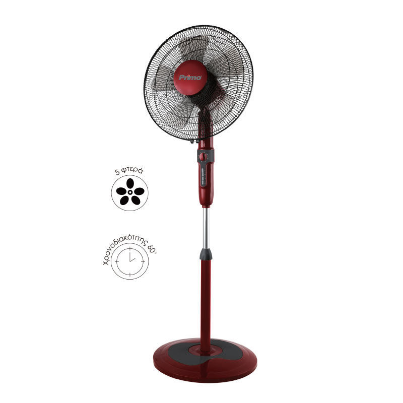 Ανεμιστήρας Ορθοστάτης PRSF-80503 Primo 16'' 40εκ. Κόκκινο - Μαύρο