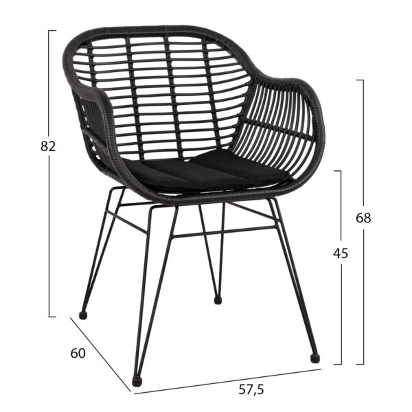 ΣΕΤ ΤΡΑΠΕΖΑΡΙΑΣ 3ΤΜΧ HM11871 ΜΕΤΑΛΛΟ & RATTAN ΣΕ ΜΑΥΡΟ ΧΡΩΜΑ - Image 2