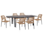 ΣΕΤ ΤΡΑΠΕΖΑΡΙΑΣ ΕΞ.ΧΩΡΟΥ 7ΤΜΧ KRUM HM21150 ΣΚΟΥΡΟ ΓΚΡΙ ΑΛΟΥΜΙΝΙΟ-P.E.TWISTED RATTAN