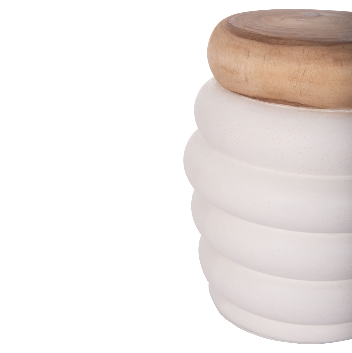 ΣΚΑΜΠΟ PUFFAT HM18172.02 FIBER CEMENT ΛΕΥΚΟ- ΞΥΛΟ TEAK TOP Φ45x46Υεκ. - Image 3