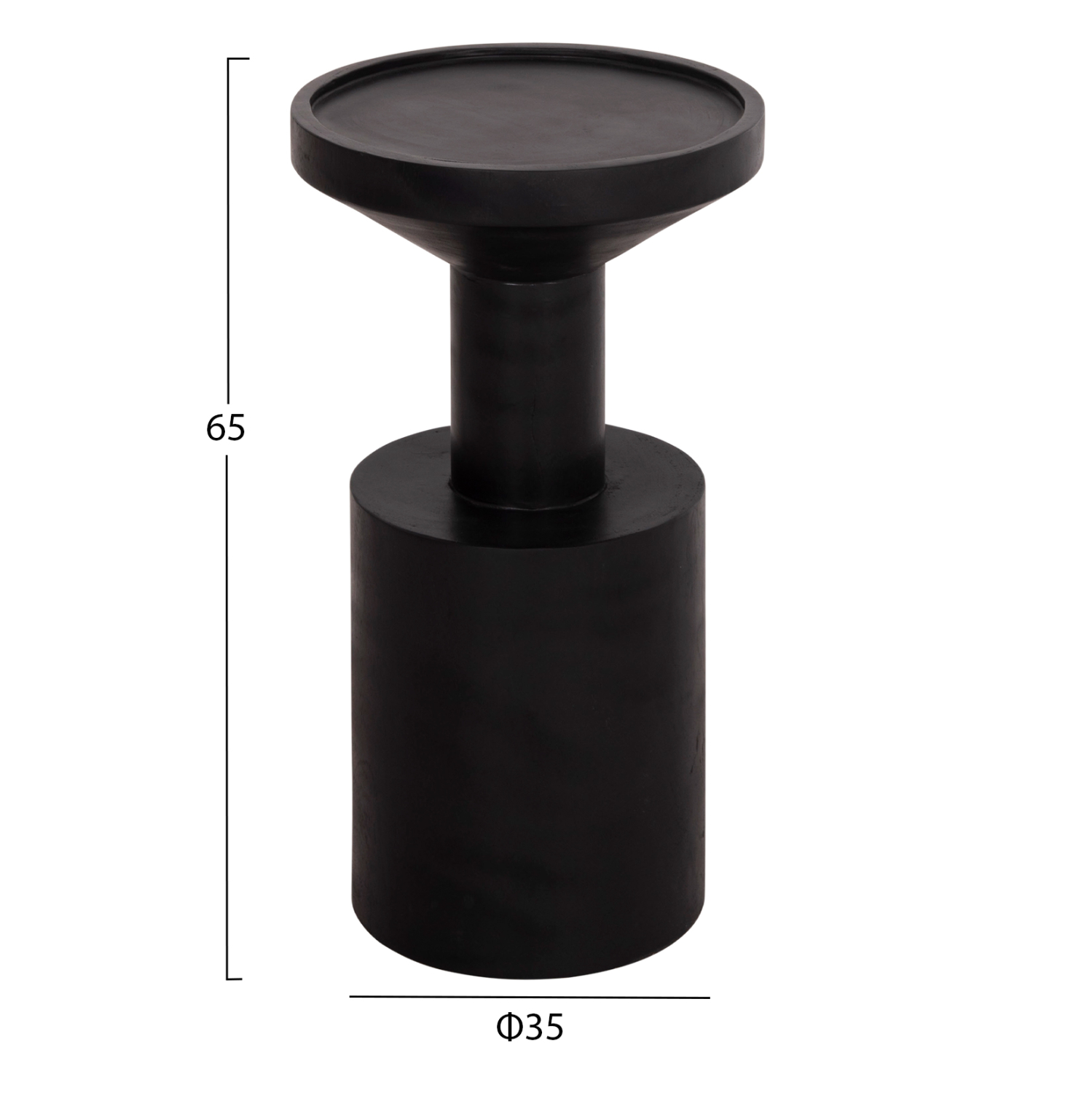 ΤΡΑΠΕΖΙ ΒΟΗΘΗΤΙΚΟ BERMAL HM9889.12 ΜΑΣΙΦ ΞΥΛΟ SUAR ΣΕ ΜΑΥΡΟ Φ35x65Υεκ. - Image 2