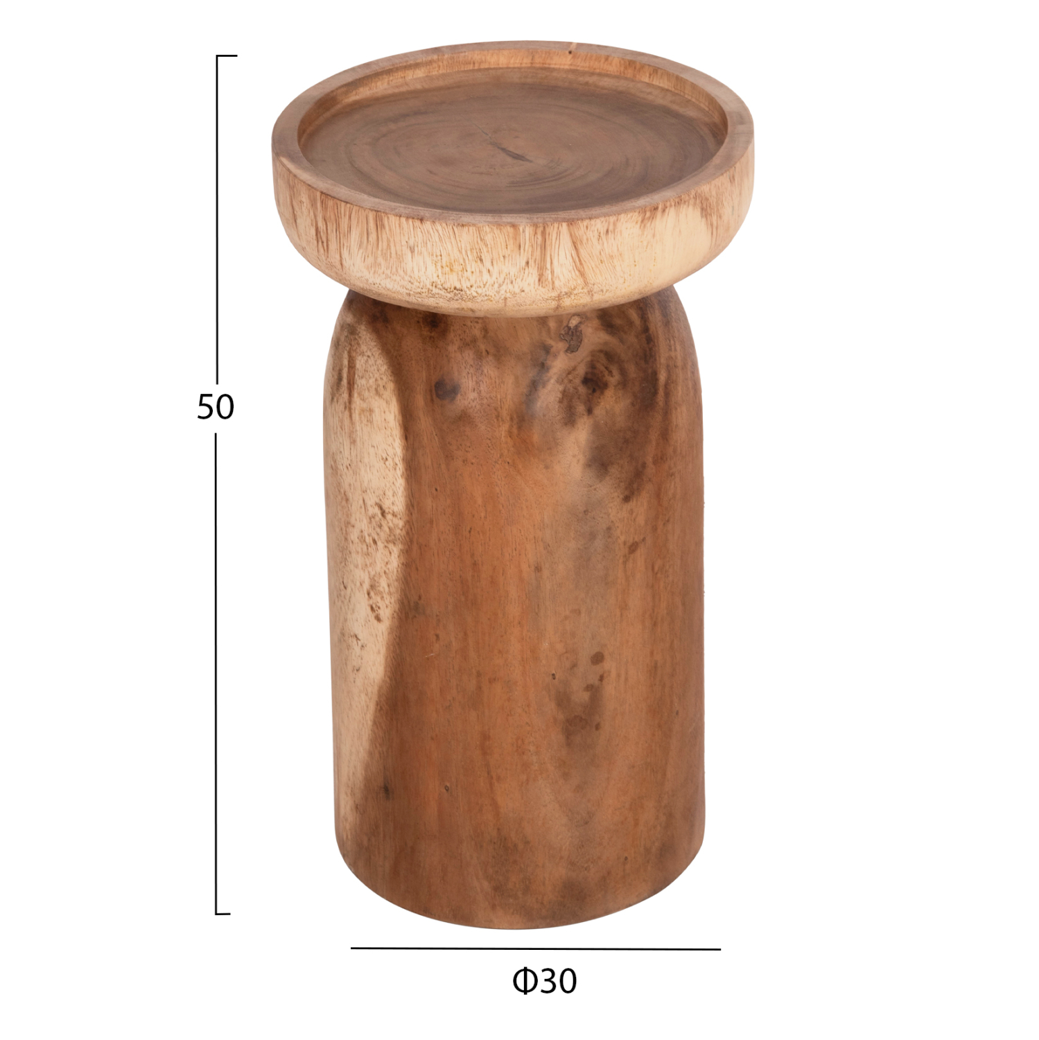 ΤΡΑΠΕΖΙ ΒΟΗΘΗΤΙΚΟ LOKI HM9899.11 ΜΑΣΙΦ ΞΥΛΟ SUAR ΣΕ ΦΥΣΙΚΟ Φ30x50Υεκ. - Image 2