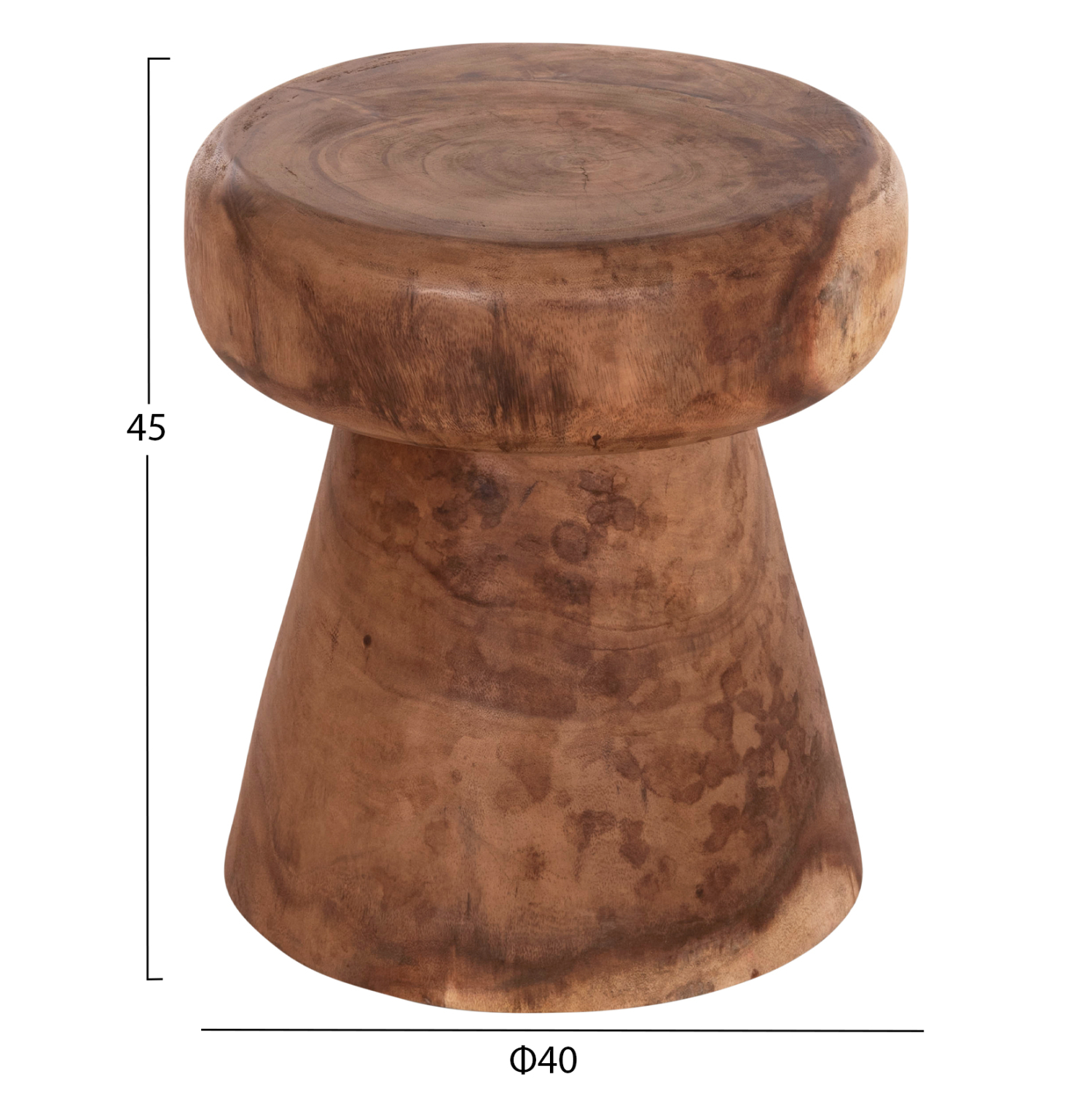 ΣΚΑΜΠΟ-ΤΡΑΠΕΖΑΚΙ ΣΤΡΟΓΓΥΛΟ CUPRE HM9793.11 ΜΑΣΙΦ ΞΥΛΟ SUAR-ΦΥΣΙΚΟ Φ40x45Υεκ. - Image 2