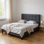 Κρεβάτι Sissy Megapap υφασμάτινο χρώμα ανθρακί 160x200εκ.