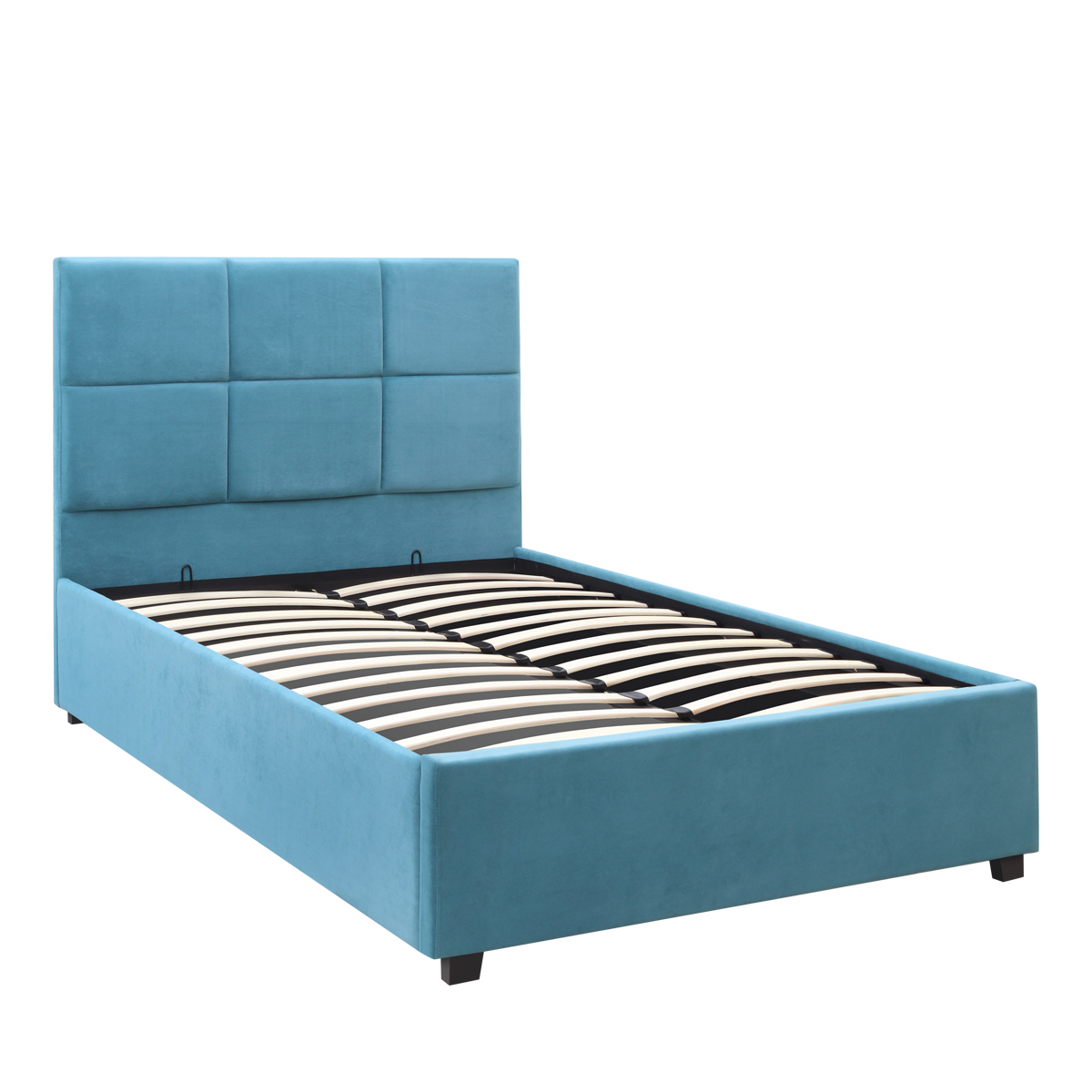 Κρεβάτι Kingston Megapap βελούδινο με αποθηκευτικό χώρο χρώμα γαλάζιο 100x200εκ. - Image 2