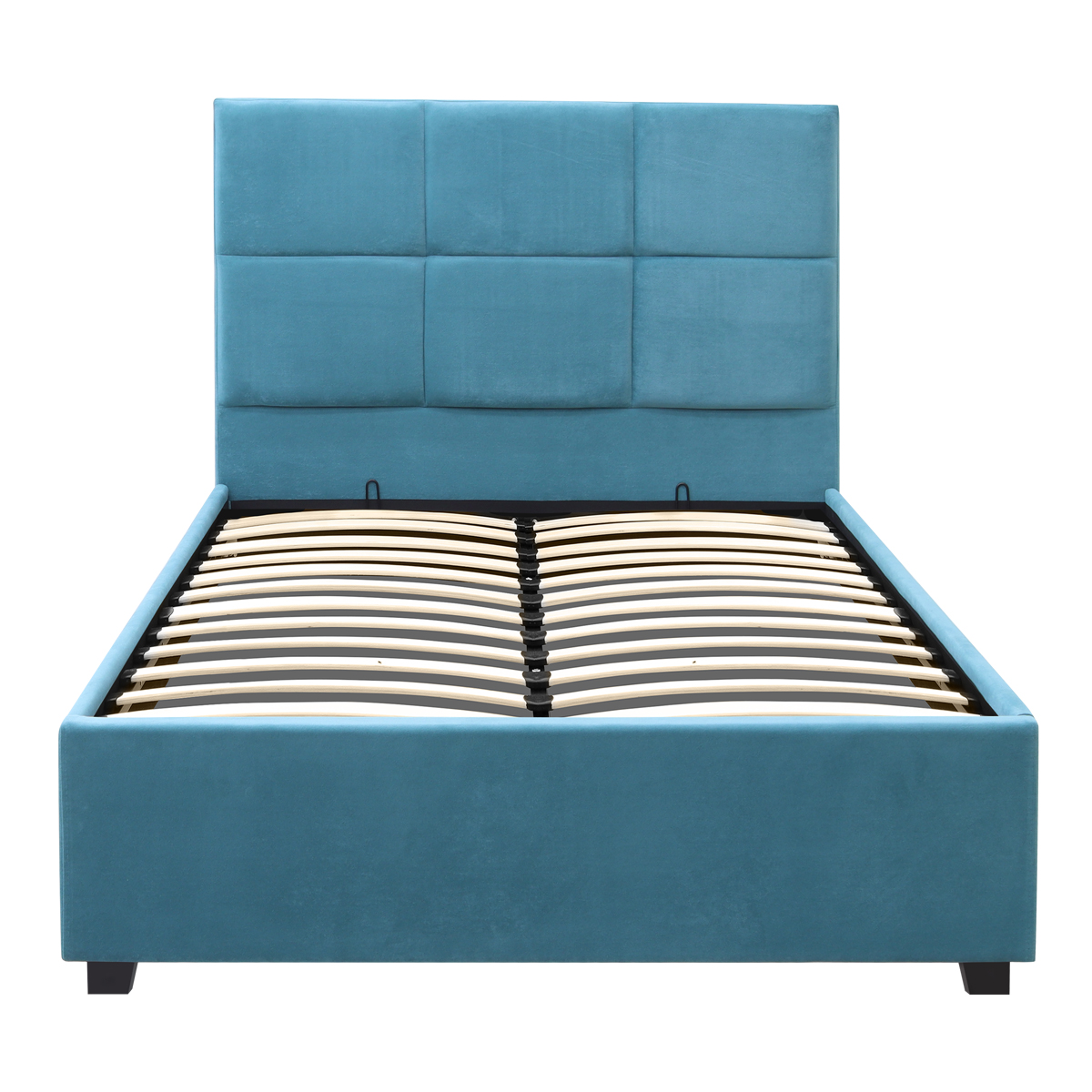 Κρεβάτι Kingston Megapap βελούδινο με αποθηκευτικό χώρο χρώμα γαλάζιο 100x200εκ. - Image 4