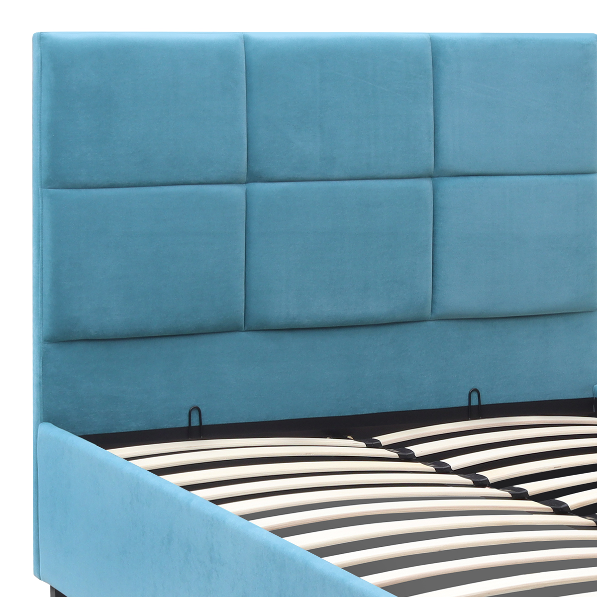 Κρεβάτι Kingston Megapap βελούδινο με αποθηκευτικό χώρο χρώμα γαλάζιο 100x200εκ. - Image 5