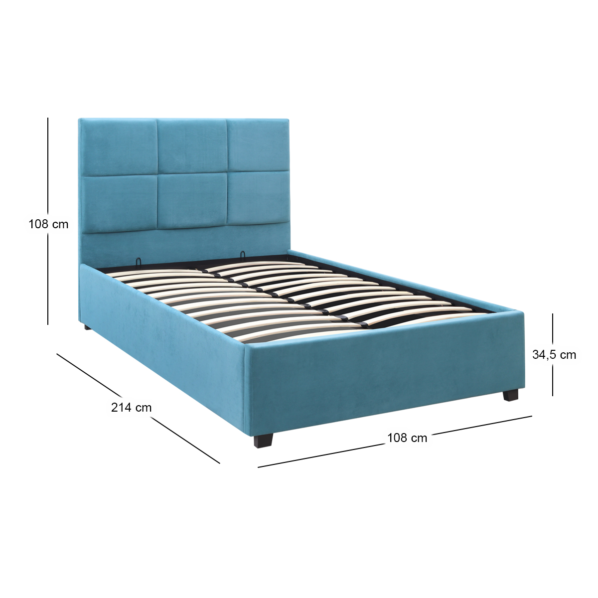 Κρεβάτι Kingston Megapap βελούδινο με αποθηκευτικό χώρο χρώμα γαλάζιο 100x200εκ. - Image 7