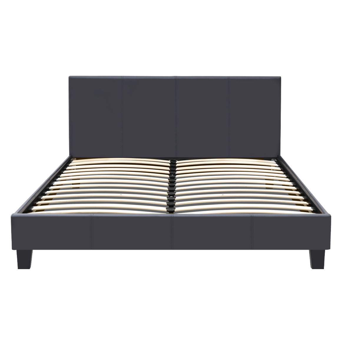 Κρεβάτι Flat Megapap από τεχνόδερμα χρώμα μαύρο ματ 160x200εκ. - Image 3