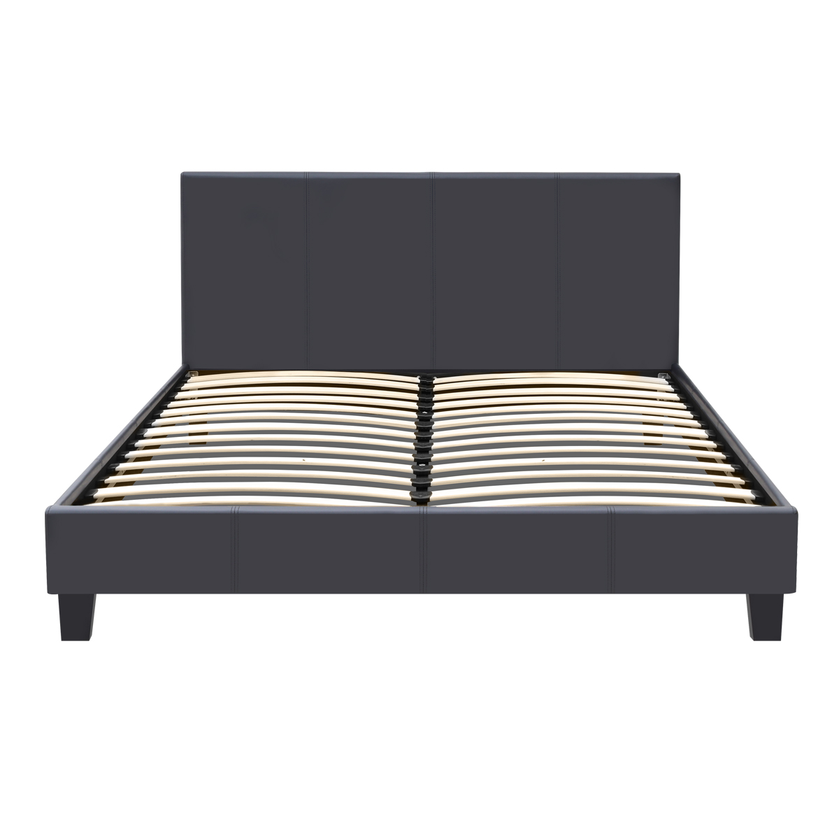 Κρεβάτι Flat Megapap από τεχνόδερμα χρώμα μαύρο ματ 150x200εκ. - Image 3