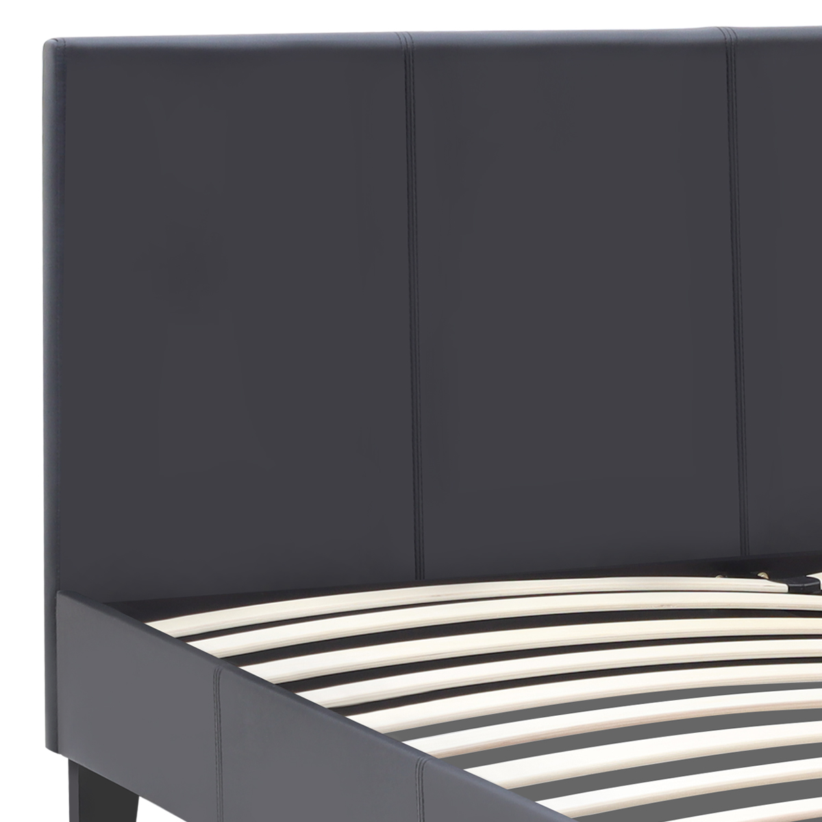 Κρεβάτι Flat Megapap από τεχνόδερμα χρώμα μαύρο ματ 150x200εκ. - Image 4