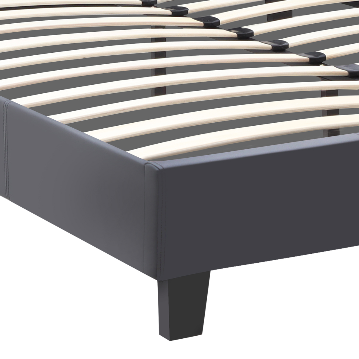 Κρεβάτι Flat Megapap από τεχνόδερμα χρώμα μαύρο ματ 150x200εκ. - Image 5