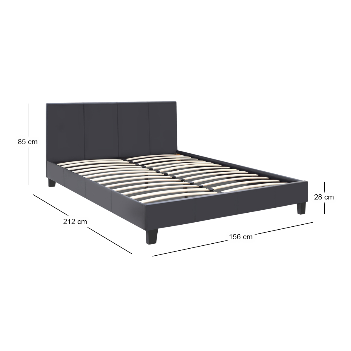 Κρεβάτι Flat Megapap από τεχνόδερμα χρώμα μαύρο ματ 150x200εκ. - Image 6