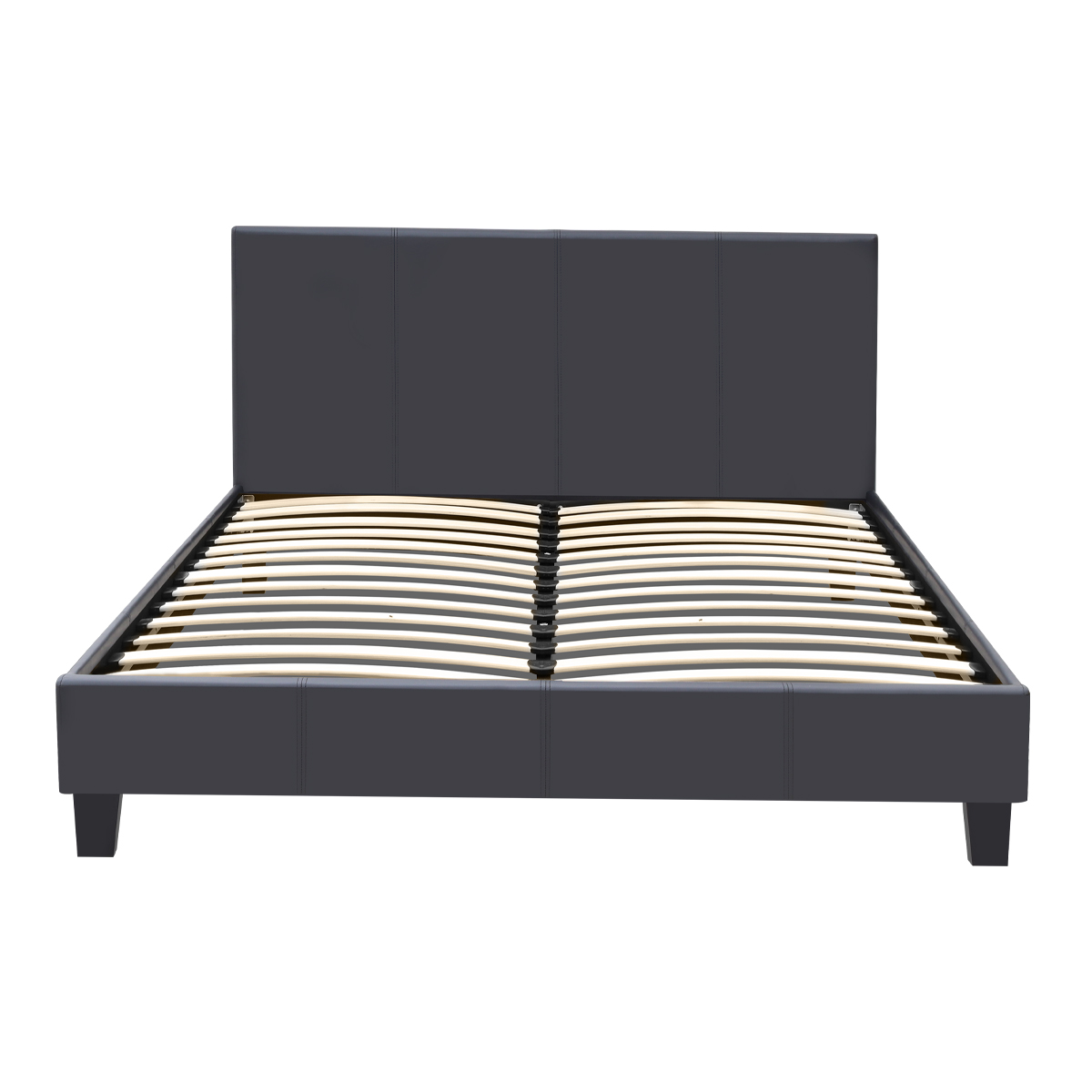 Κρεβάτι Flat Megapap από τεχνόδερμα χρώμα μαύρο ματ 140x190εκ. - Image 3