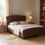 Κρεβάτι Alexia Megapap υφασμάτινο χρώμα καφέ 160x200εκ.
