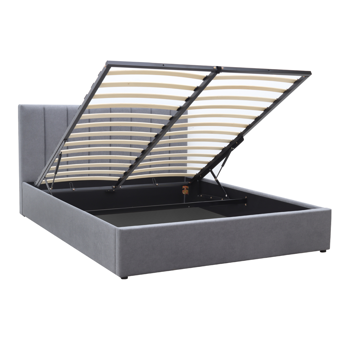 Κρεβάτι Renata Megapap υφασμάτινο με αποθηκευτικό χώρο χρώμα γκρι 160x200εκ. - Image 3