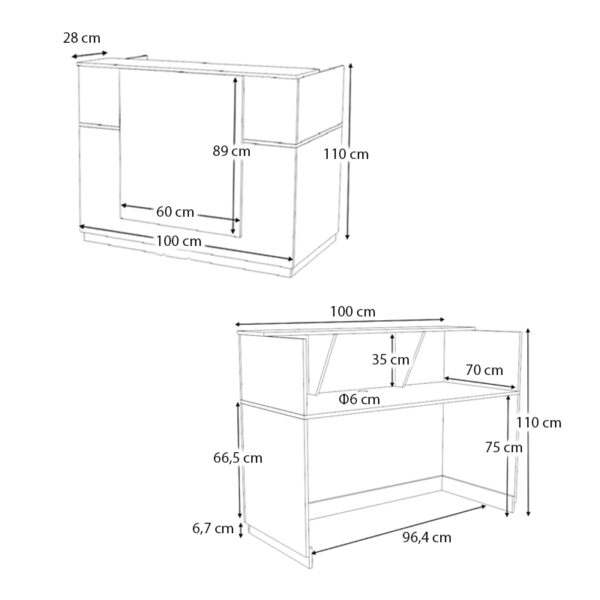 Γραφείο υποδοχής - reception Gemini Megapap χρώμα λευκό 100x70x110εκ. - Image 6