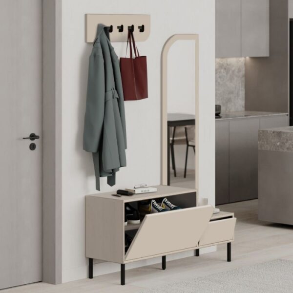Έπιπλο εισόδου Mila Megapap με κρεμάστρα χρώμα sandstone120x37x171,6εκ. - Image 2
