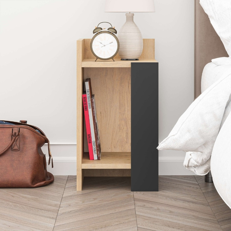 Κομοδίνο Elos Megapap χρώμα saphhire oak - silky black 30x31,7x55εκ. - Image 2
