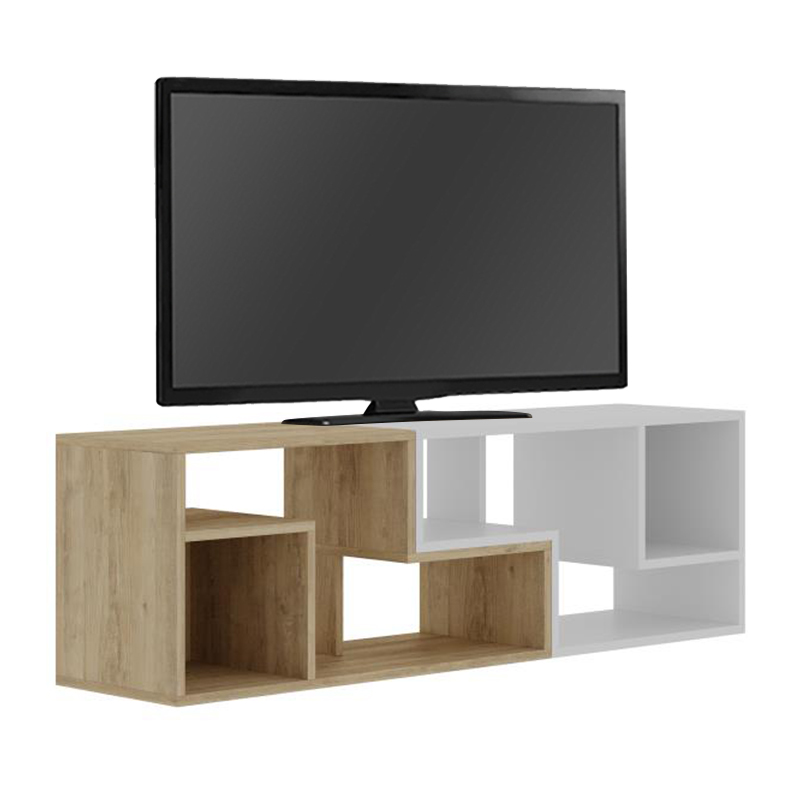 Έπιπλο τηλεόρασης Glis Megapap πολυμορφικό χρώμα sapphire oak - λευκό 145x35x44,8εκ. - Image 3