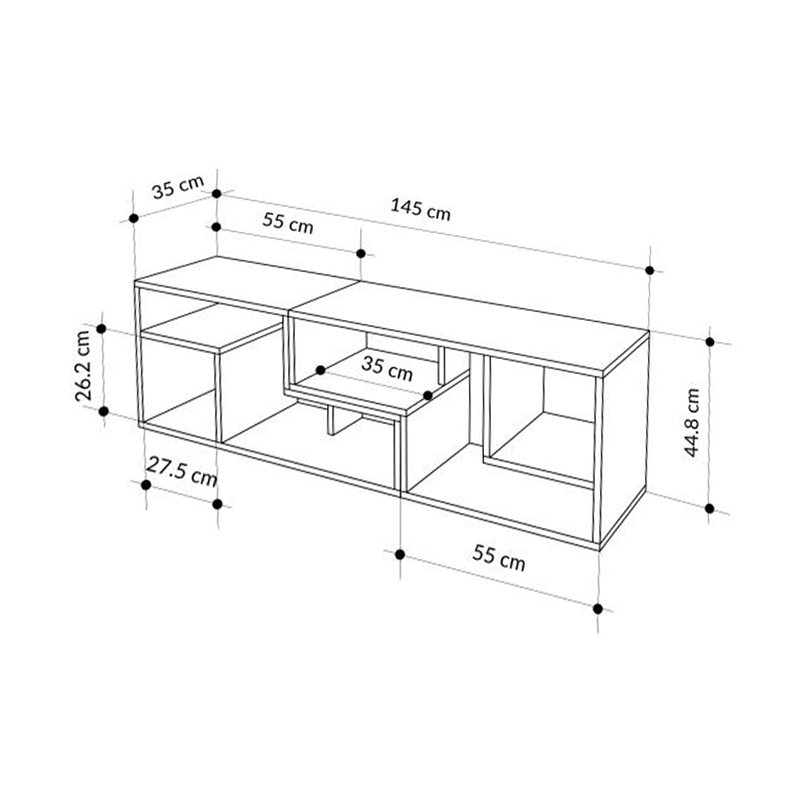 Έπιπλο τηλεόρασης Glis Megapap πολυμορφικό χρώμα sapphire oak - λευκό 145x35x44,8εκ. - Image 4