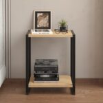 Κομοδίνο Gina Megapap χρώμα sapphire oak - μαύρο 39x30x48εκ.