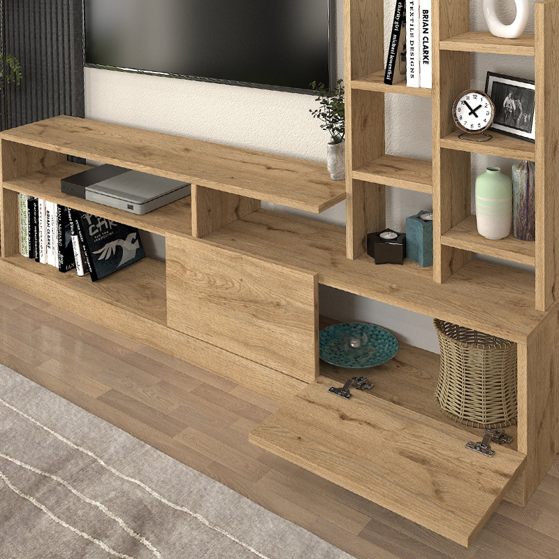 Σύνθεση τηλεόρασης Pesaro Megapap χρώμα sepet oak 165x25x91,3εκ. - Image 3