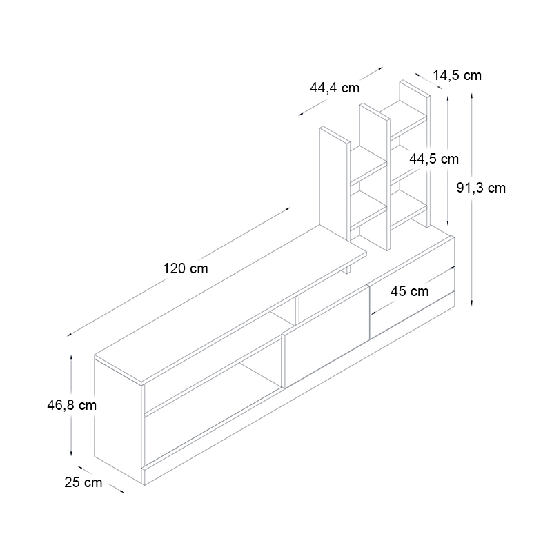 Σύνθεση τηλεόρασης Pesaro Megapap χρώμα sepet oak 165x25x91,3εκ. - Image 5