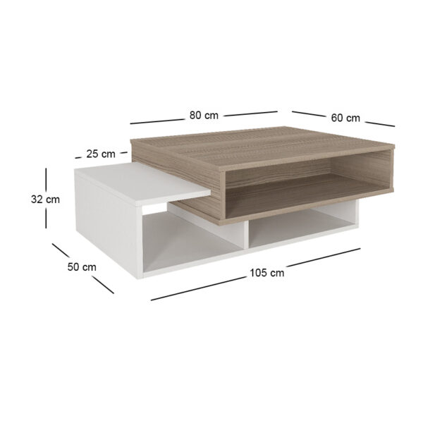 Τραπεζάκι σαλονιού Tab Megapap χρώμα λευκό - cordoba 105x60x32εκ. - Image 4
