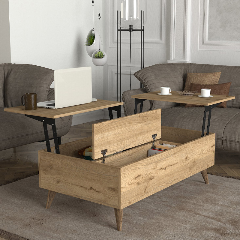 Τραπεζάκι σαλονιού Roy Megapap με σερβιτόρο χρώμα sepet oak 121x69x40εκ. - Image 2