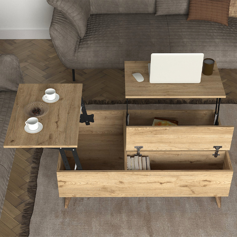 Τραπεζάκι σαλονιού Roy Megapap με σερβιτόρο χρώμα sepet oak 121x69x40εκ. - Image 3