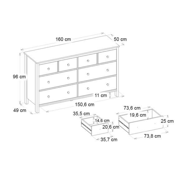 Συρταριέρα - Μπουφές Sabina Megapap χρώμα ανθρακί 160x50x96εκ. - Image 5