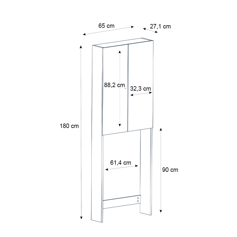 Έπιπλο πλυντηρίου Romme Megapap χρώμα sepet oak 65x27,1x180εκ. - Image 6