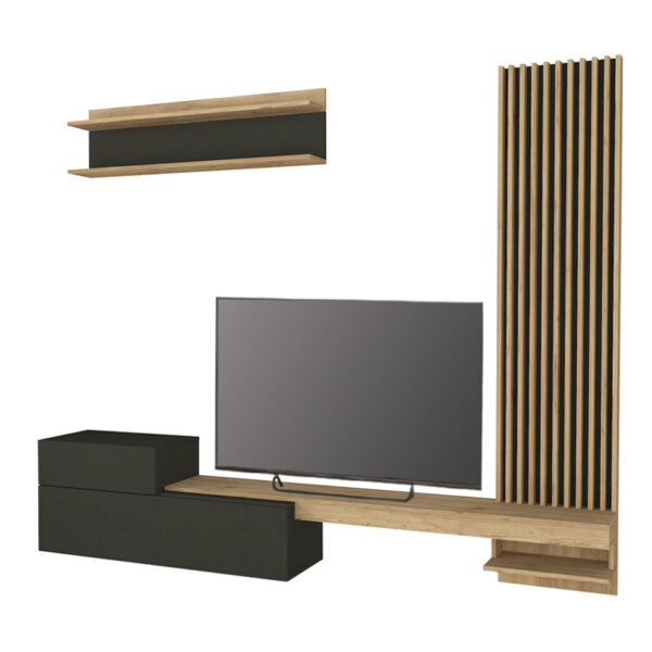 Σύνθεση τηλεόρασης Dumont Megapap χρώμα ανθρακί - sepet oak 240x36,8x200εκ. - Image 4