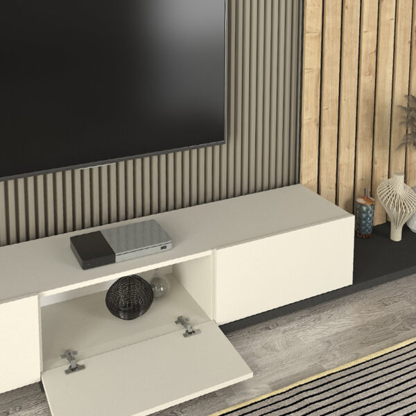 Σύνθεση τηλεόρασης Nagini Megapap χρώμα ivory - sapphire oak - ανθρακί 260x39,4x203,6εκ. - Image 4