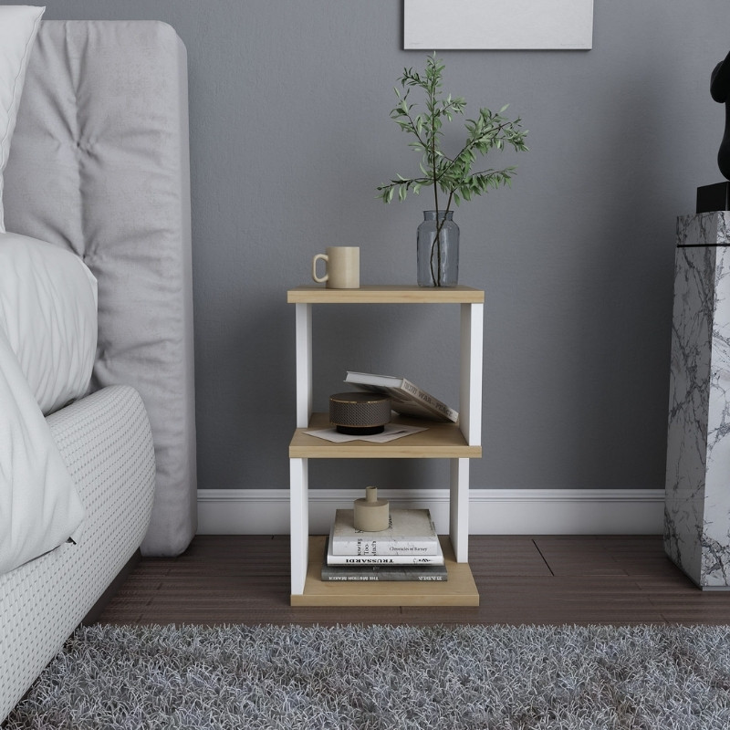 Κομοδίνο Carter Megapap χρώμα φυσικό οξιάς - λευκό 29,6x29,6x49,4εκ. - Image 2