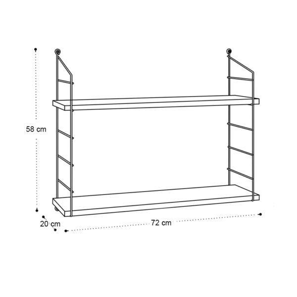 Ραφιέρα τοίχου Armoni Megapap χρώμα sacramento oak - καφέ μέταλλο 72x20x58εκ. - Image 3