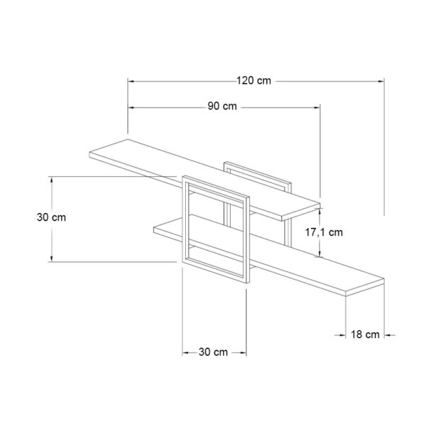 Ραφιέρα τοίχου Mone Megapap χρώμα λευκό - μαύρο 120x18x30εκ. - Image 3