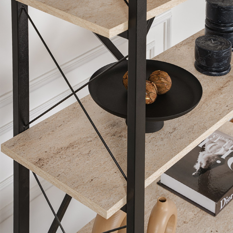 Βιβλιοθήκη Elysian Megapap χρώμα travertine - μαύρο 90x33,5x180εκ. - Image 2