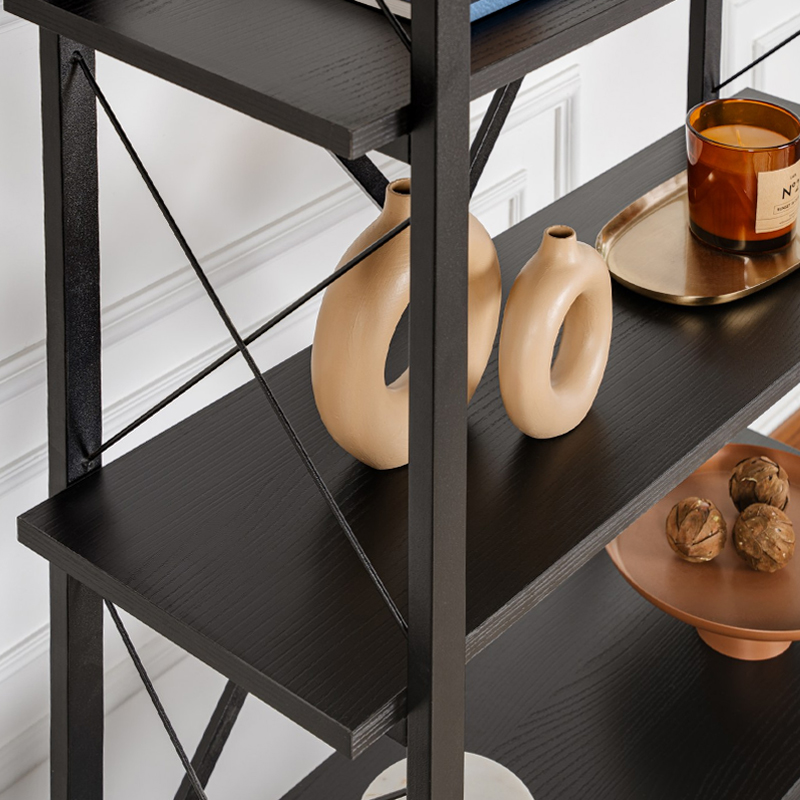 Βιβλιοθήκη Elysian Megapap χρώμα μαύρο 90x33,5x180εκ. - Image 2