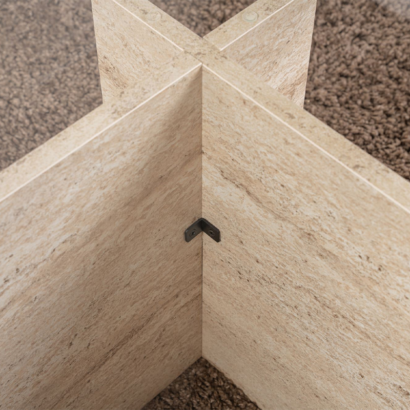 Τραπεζάκι σαλονιού Vetrino Megapap γυάλινο χρώμα travertine 105x65x40εκ. - Image 4